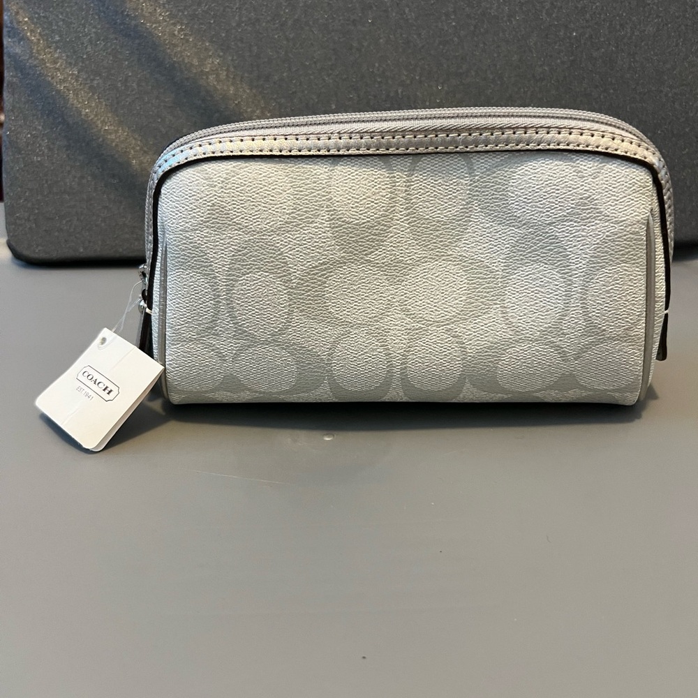 Coach Light Gray Monogram Pouch